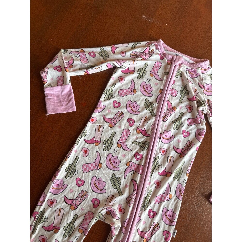DREAM BIG LITTLE Girls Pink Cowboy Boots Cactus Print bamboo Pajamas